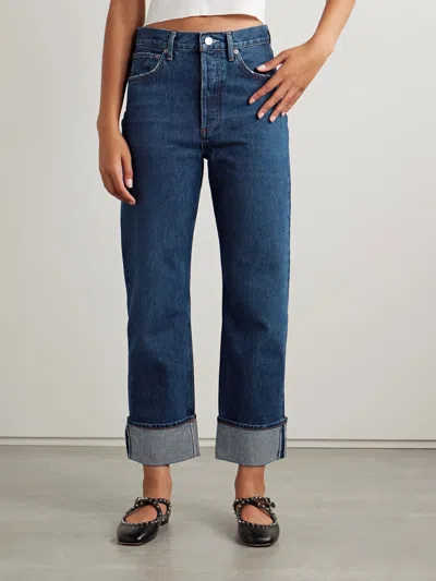 Agolde Low-rise Straight-leg Denim Trousers In Blue