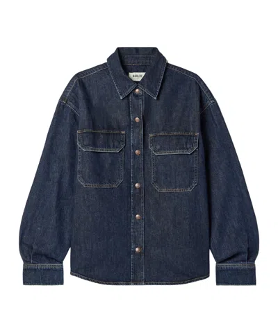 Agolde Snap Button Denim Shirt In Blue
