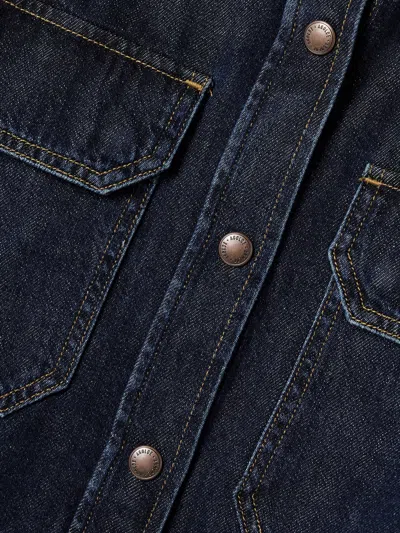 Agolde Snap Button Denim Shirt In Blue