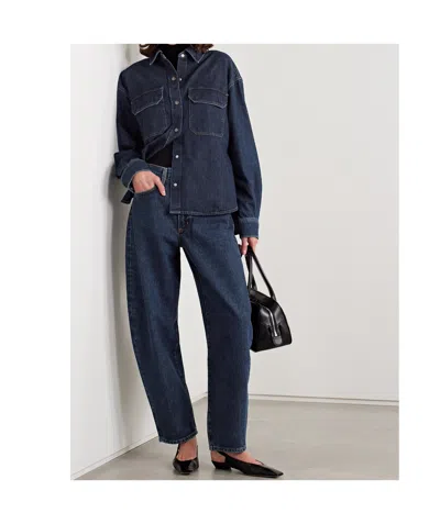 Agolde Snap Button Denim Shirt In Blue