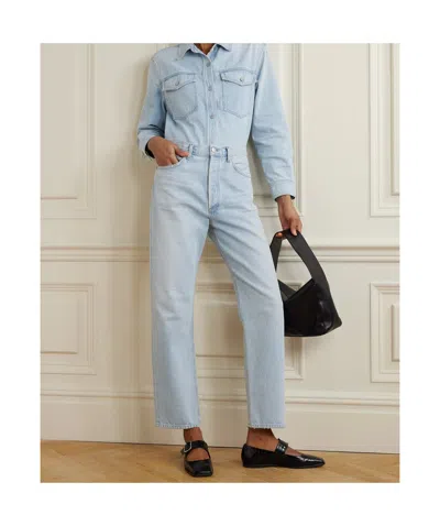 Agolde Long Sleeve Denim Shirt In Blue