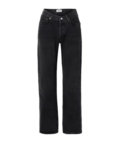 Agolde High Waist Straight Jeans In Black