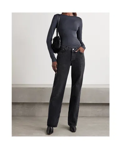 Agolde High Waist Straight Jeans In Black