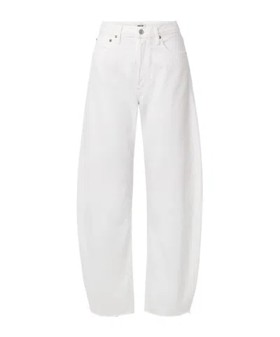 Agolde Luna Frayed High-rise Barrel-leg Jeans In White