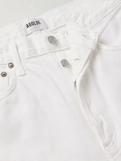 Agolde Luna Frayed High-rise Barrel-leg Jeans In White