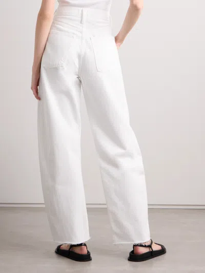 Agolde Luna Frayed High-rise Barrel-leg Jeans In White