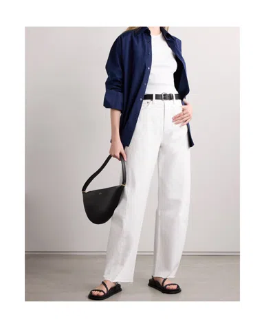 Agolde Luna Frayed High-rise Barrel-leg Jeans In White