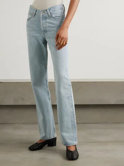 Agolde High Waist Straight Jeans In Blue