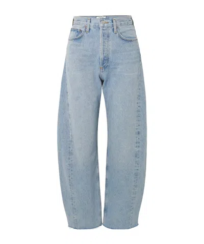 Agolde High Waist Denim Trousers In Blue
