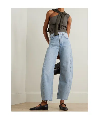 Agolde High Waist Denim Trousers In Blue