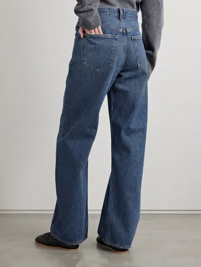 Agolde Arc Cropped Mid-rise Wide-leg Jeans In Blue