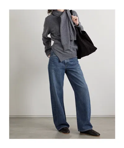 Agolde Arc Cropped Mid-rise Wide-leg Jeans In Blue