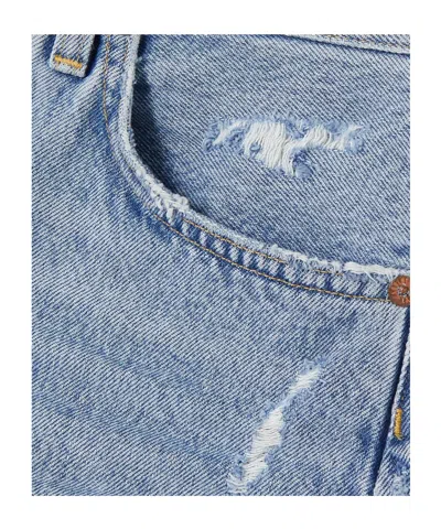 Agolde Parker High Waist Relaxed Long Denim Shorts In Blue