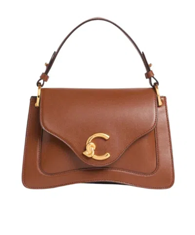 Coccinelle C-me Leather Bag With Accent Logo In Brown