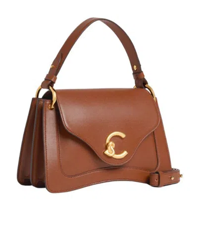 Coccinelle C-me Leather Bag With Accent Logo In Brown
