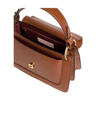 Coccinelle C-me Leather Bag With Accent Logo In Brown