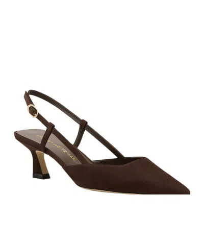 Stuart Weitzman Vinnie Suede Slingback Pumps In Brown