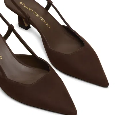 Stuart Weitzman Vinnie Suede Slingback Pumps In Brown