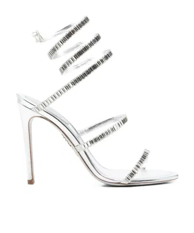 René Caovilla Round-toe High-heeled Sandals In White