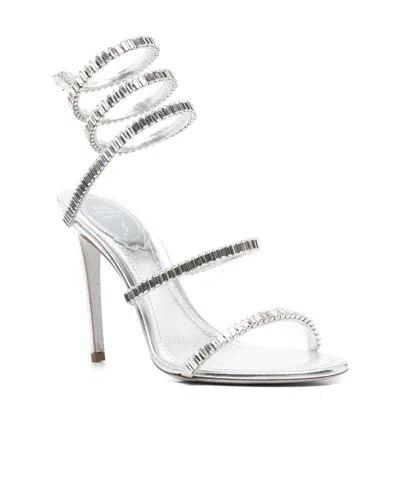 René Caovilla Round-toe High-heeled Sandals In White