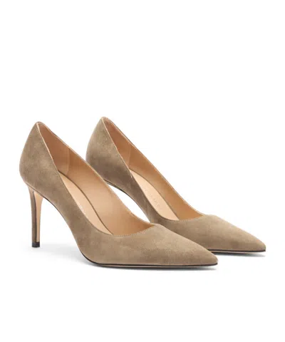 Stuart Weitzman 85mm Stuart Power Suede Pointed-toe Pumps In Brown