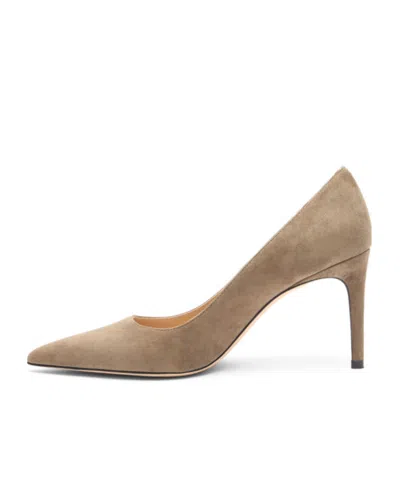 Stuart Weitzman 85mm Stuart Power Suede Pointed-toe Pumps In Brown