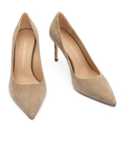 Stuart Weitzman 85mm Stuart Power Suede Pointed-toe Pumps In Brown