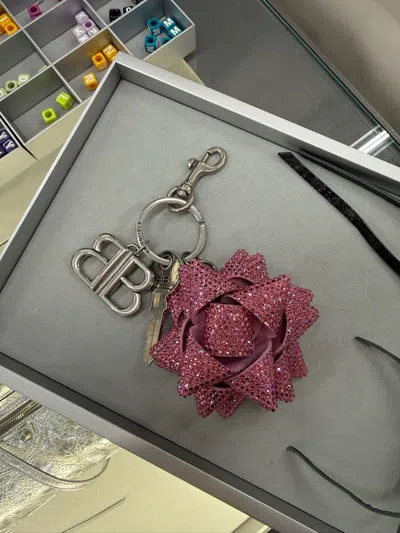 Balenciaga Gifting Bow Keychain In Metallic