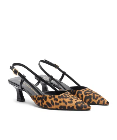 Stuart Weitzman Vinnie Leopard Kitten Slingback Pumps In Animal Print