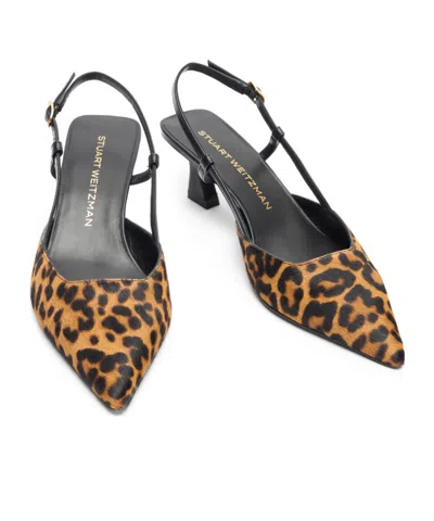Stuart Weitzman Vinnie Leopard Kitten Slingback Pumps In Animal Print