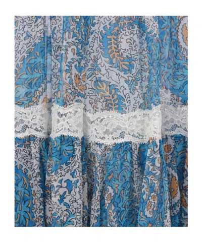 Etro Paisley Silk Flounced Skirt In Blue
