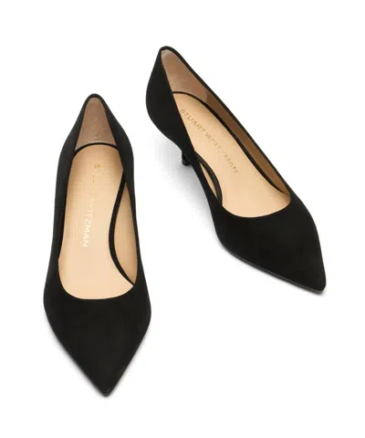 Stuart Weitzman 50mm Stuart Power Kitten-heel Pumps In Black