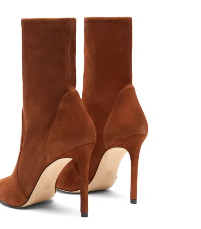 Stuart Weitzman 100mm Pointed-toe Sock Boots In Brown