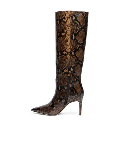 Stuart Weitzman 50mm Vinnie Snake-printed Leather Knee-high Boots In Brown