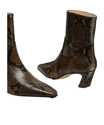 Stuart Weitzman 50mm Stassi Snakeskin-effect Boots In Brown