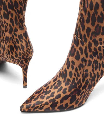 Stuart Weitzman 100mm Stuart Power Leopard-print Boots In Brown