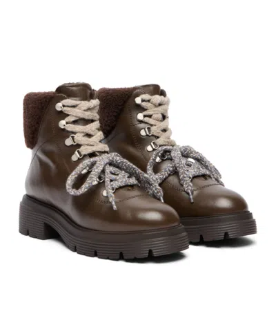 Stuart Weitzman Hudson Lite Lace-up Bootie In Brown