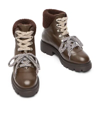 Stuart Weitzman Hudson Lite Lace-up Bootie In Brown