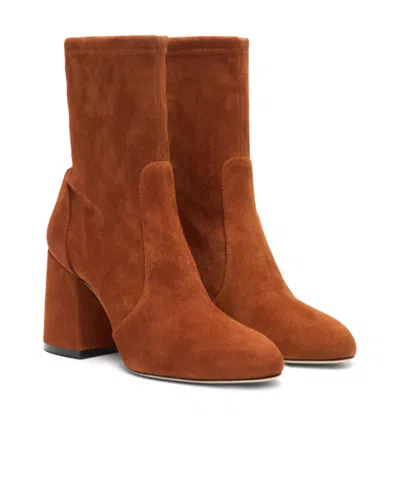 Stuart Weitzman 85mm Essentialist Stretch Suede Boots In Brown