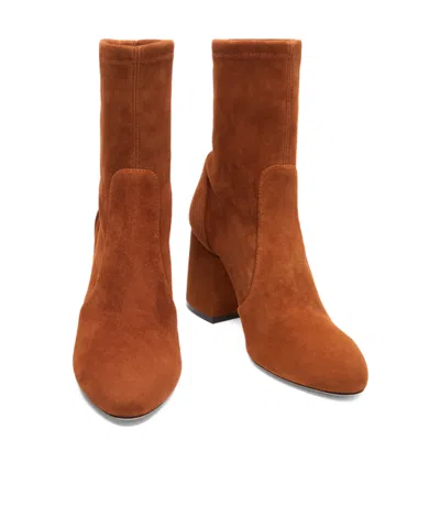 Stuart Weitzman 85mm Essentialist Stretch Suede Boots In Brown