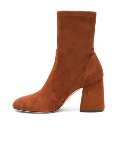 Stuart Weitzman 85mm Essentialist Stretch Suede Boots In Brown