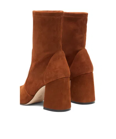 Stuart Weitzman 85mm Essentialist Stretch Suede Boots In Brown