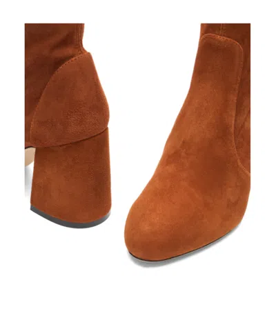 Stuart Weitzman 85mm Essentialist Stretch Suede Boots In Brown