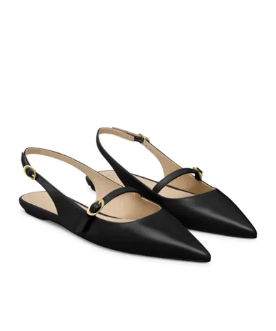 Stuart Weitzman Emilia Patent Mary Jane Slingback Ballerina Flats In Black