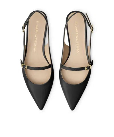 Stuart Weitzman Emilia Patent Mary Jane Slingback Ballerina Flats In Black