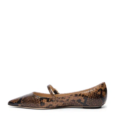 Stuart Weitzman Emilia Mary Jane Flat In Brown