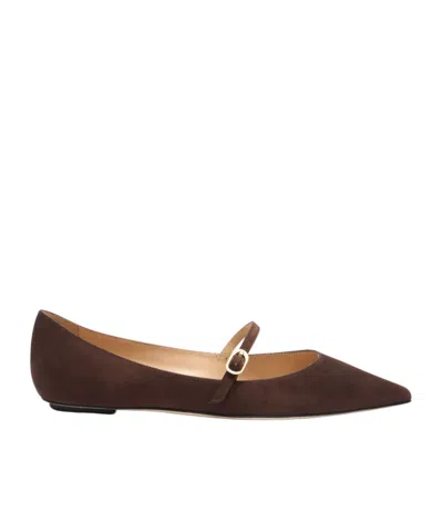 Stuart Weitzman Emilia Pointed-toe Ballet Flats In Brown