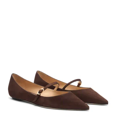 Stuart Weitzman Emilia Pointed-toe Ballet Flats In Brown