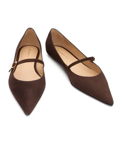 Stuart Weitzman Emilia Pointed-toe Ballet Flats In Brown