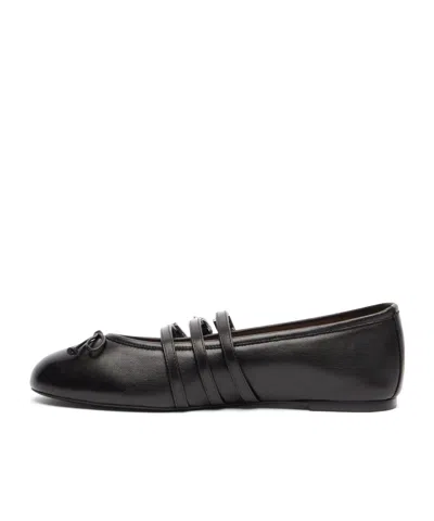 Stuart Weitzman Round-toe Mary Jane Ballet Flats In Black